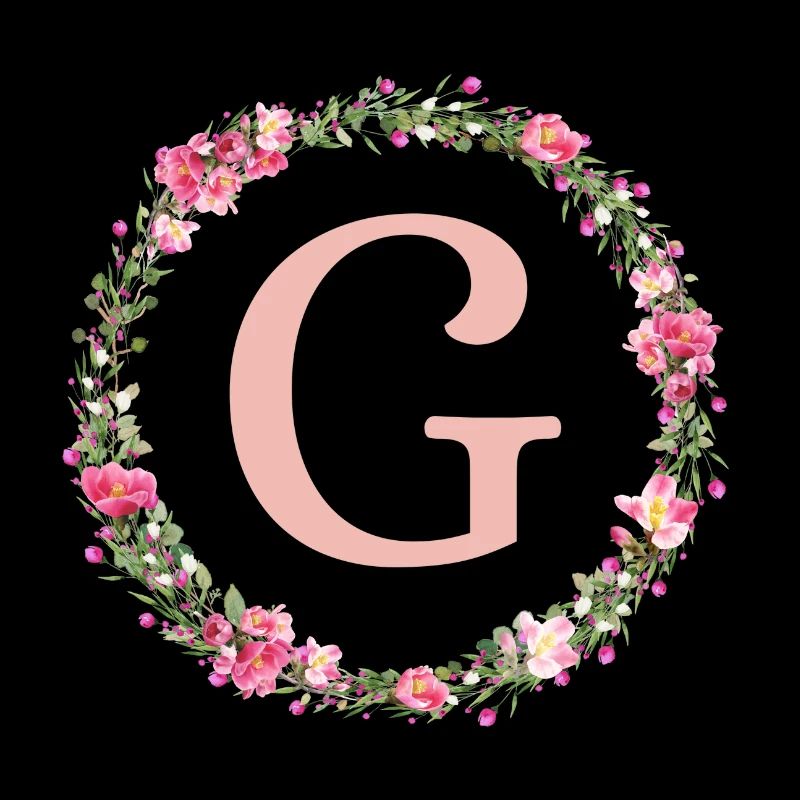 G Monogramm, Blumen-Kranz, personalisierbar
