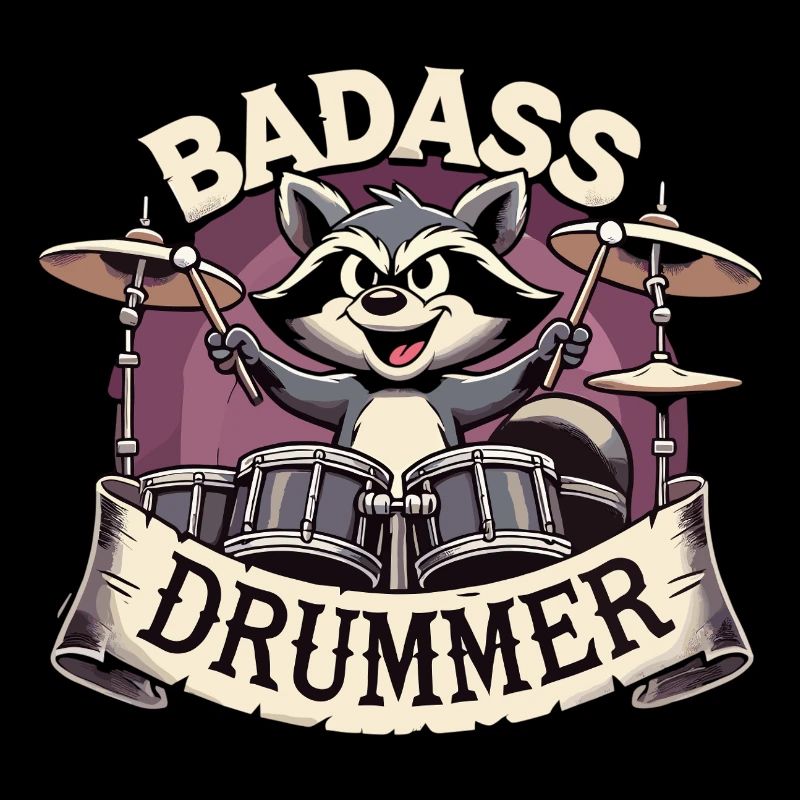 Badass Drummer Raccoon Cool Gift