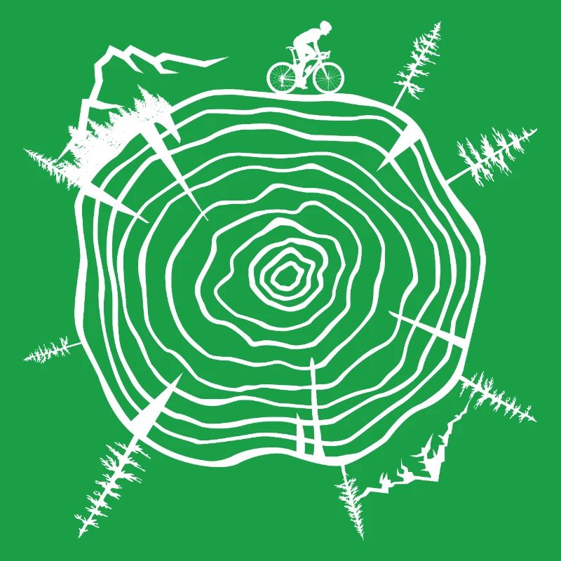 Nature-Inspired Tree Ring Bicycle Scene