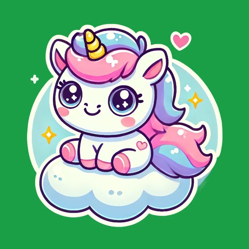 Magical Chibi Unicorn on a Cloud