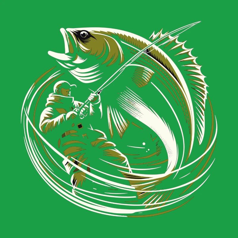 Pêche Pêcheur Morue Poisson Géant Vert Olive Cadeau