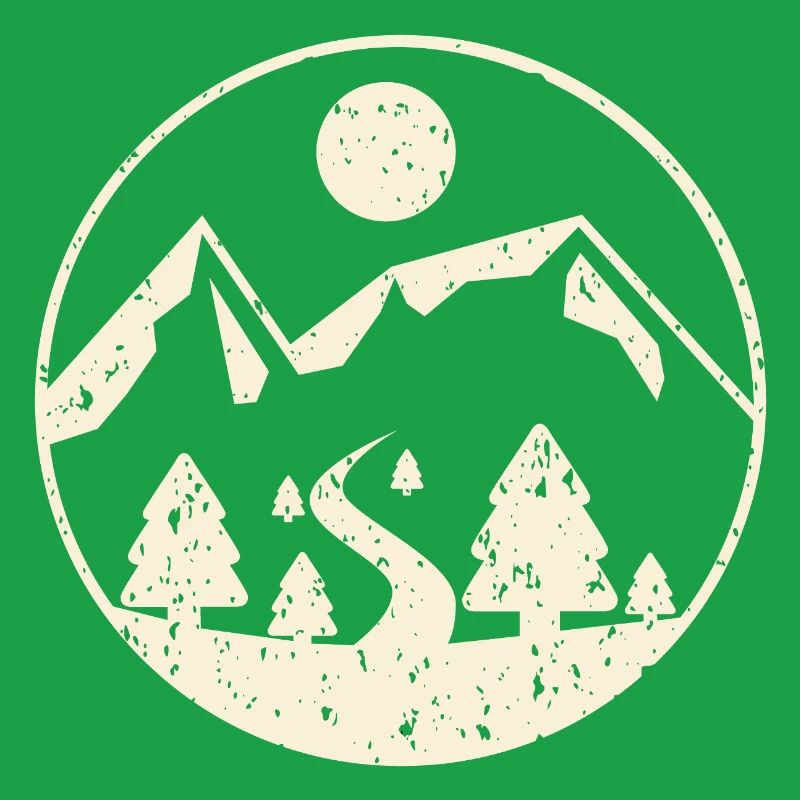 Mountain scene in circle