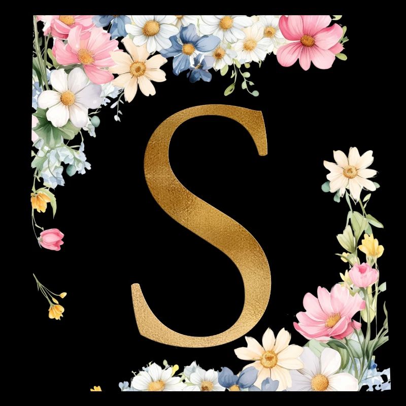 S Monogramm, Floral, personalisierbar