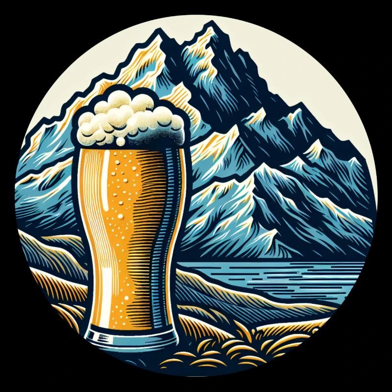 Mountain Beer Landscape Illustration