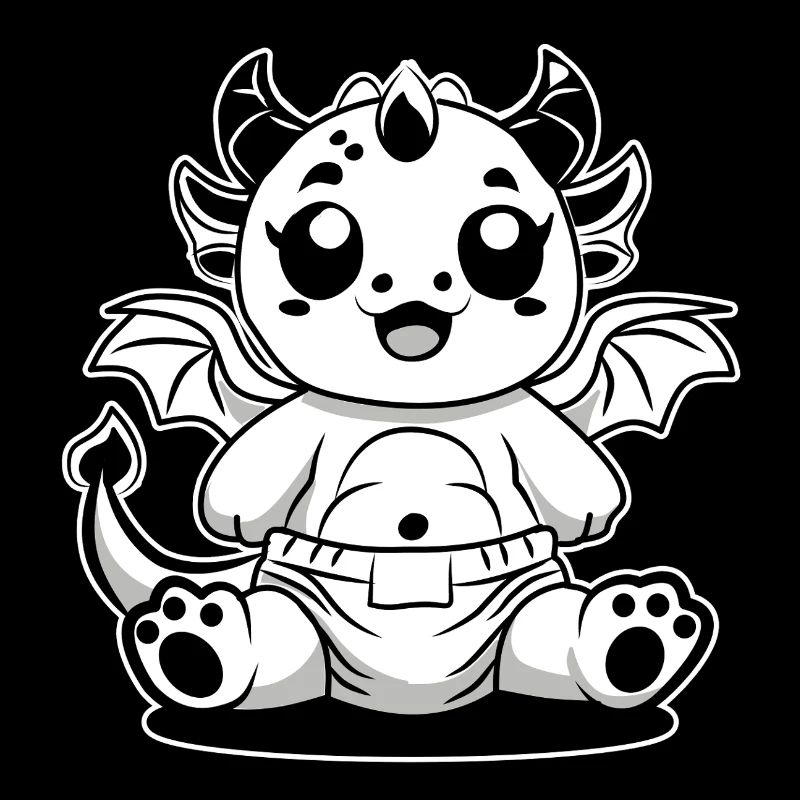 Dragon Lait – Bébé Dragon mignon en couche