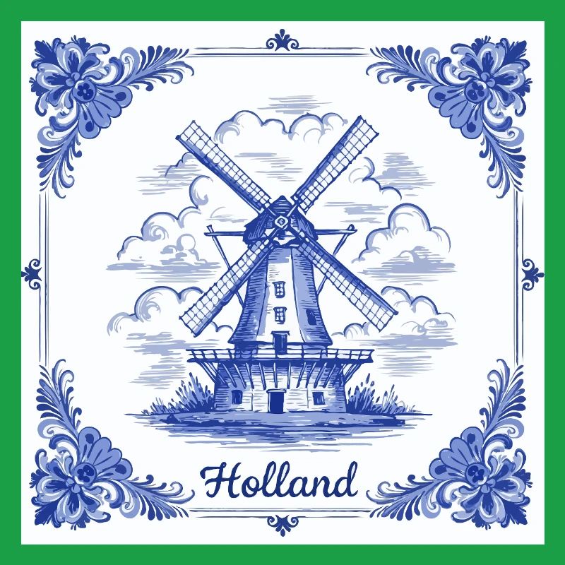 Delft blue windmill tile