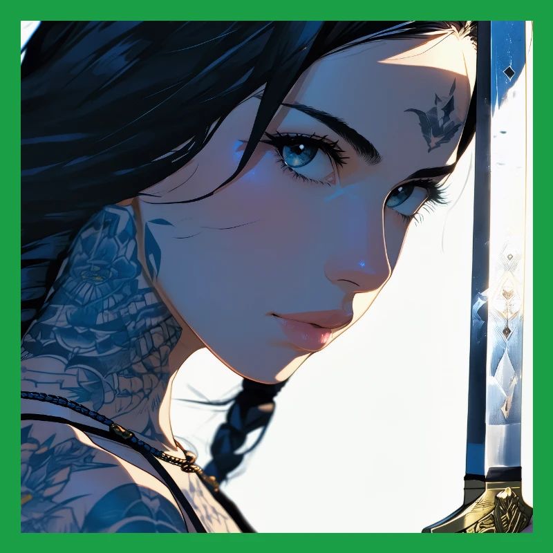 N-dless Nights : Fille Anime tatouée avec une épée