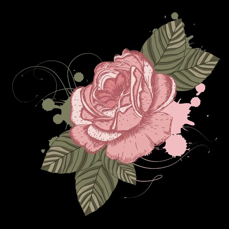 Nostalgische Vintage-Rose mit Graffiti-Elementen