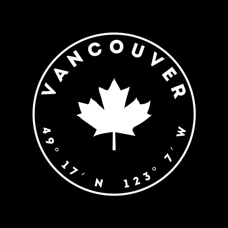 Vancouver avec feuille d’érable et coordonnées