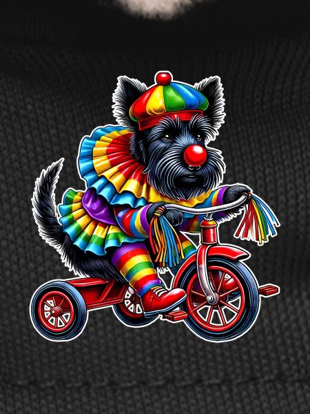 Clown Terrier on Tricycle