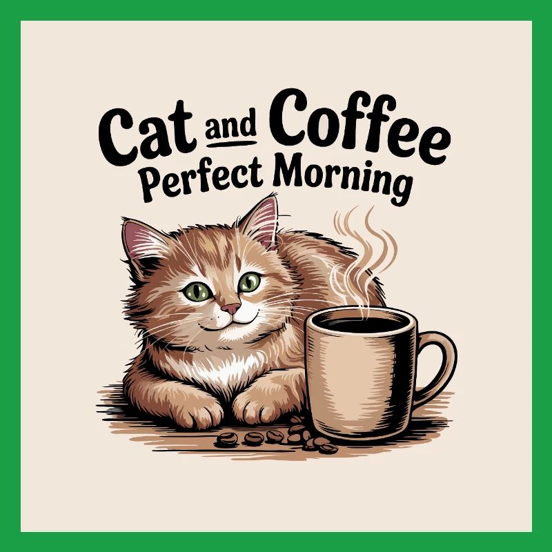 Katze und Kaffe ist ein perfekter Morgen