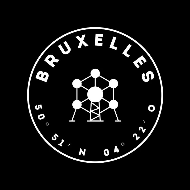 Bruxelles avec l’Atomium et les coordonnées