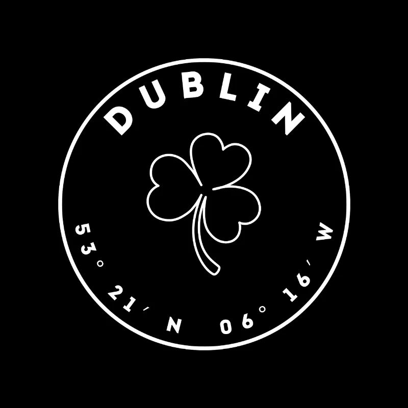 Dublin with Shamrock and Coordinates