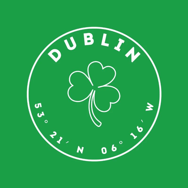 Dublin avec trèfle et coordonnées