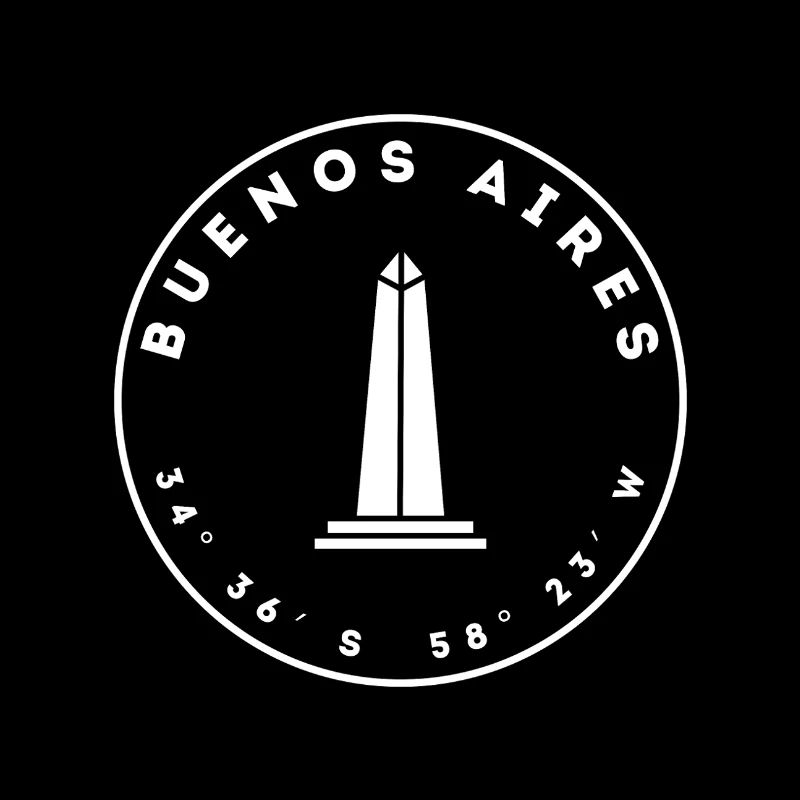 Buenos Aires with monument and coordinates
