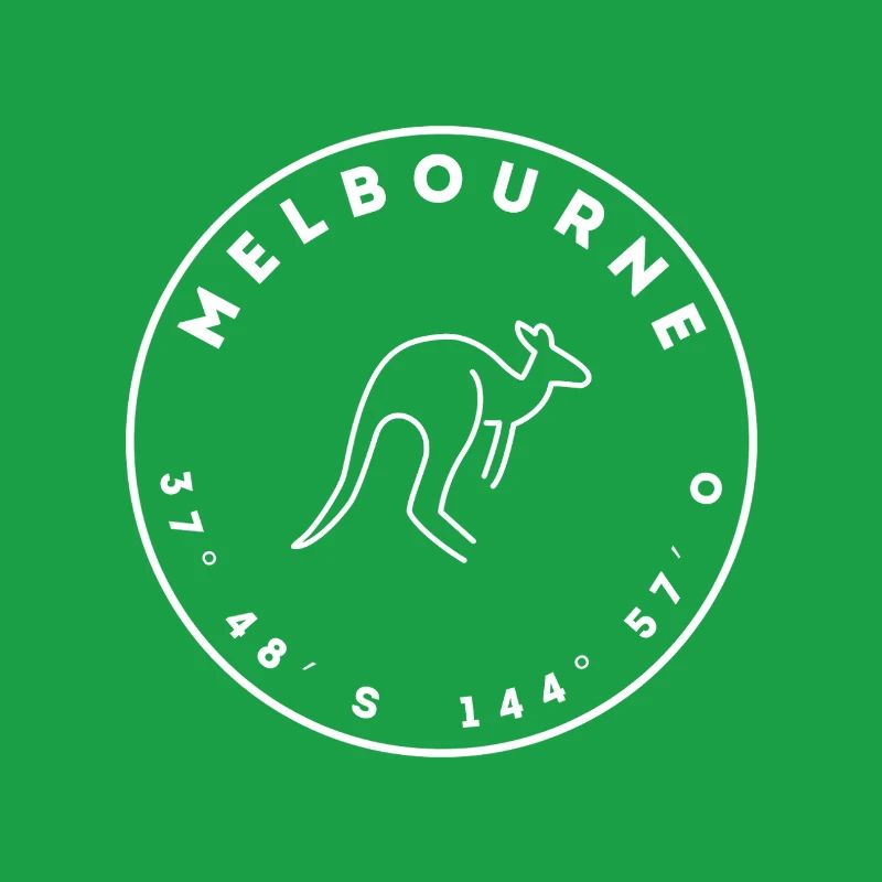 Melbourne with kangaroo and coordinates