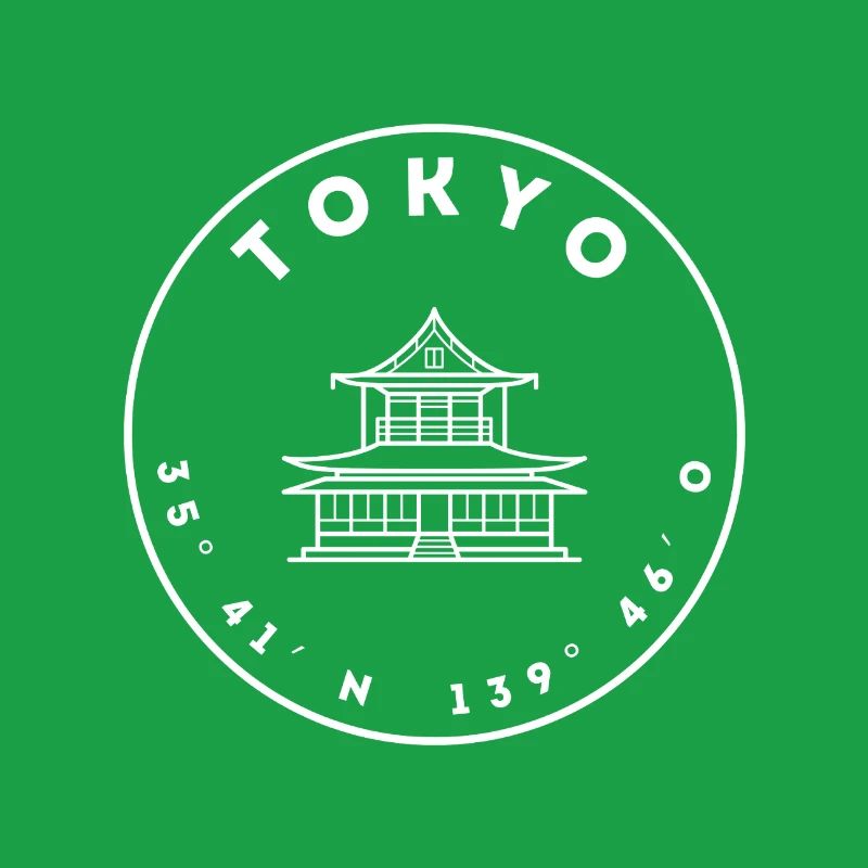 Tokyo with temples and coordinates