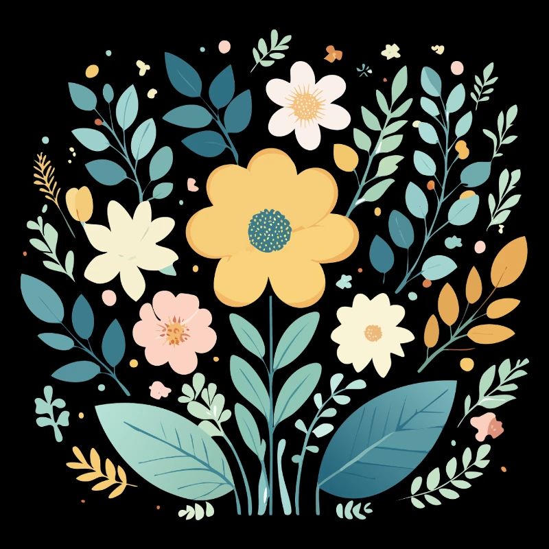 Gentle Pastel Floral Bloom - Boho Botanical