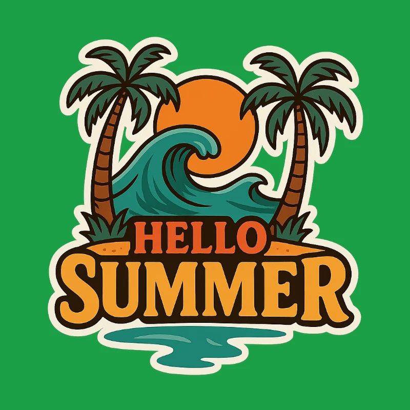 Hello Summer Tropical Wave Badge