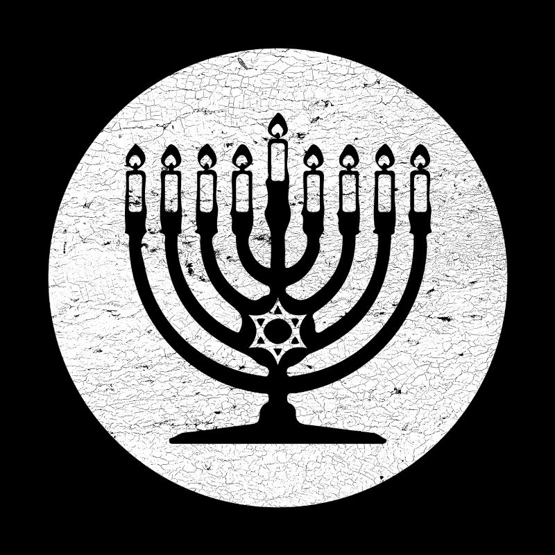Hanukkah candlestick menorah in white circle