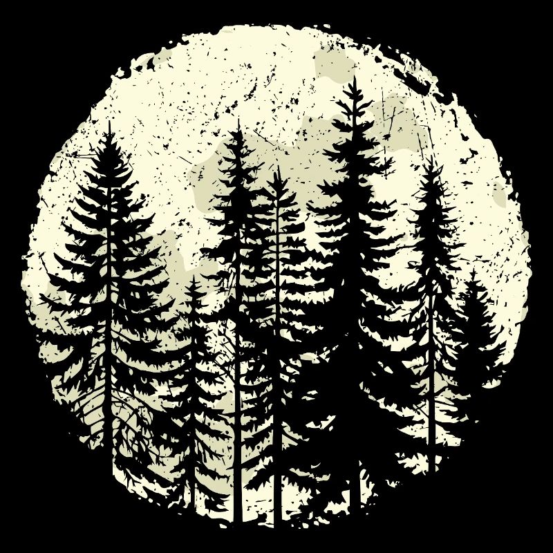 Nachtwald-Silhouette mit Vollmond