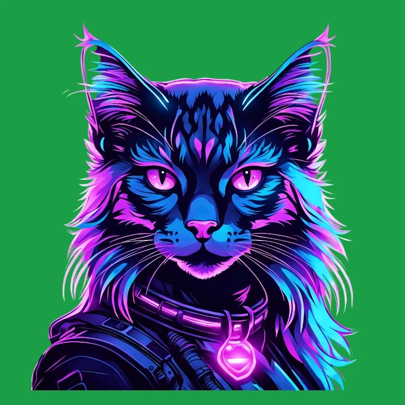 Néon Espace Chat Chat Portrait