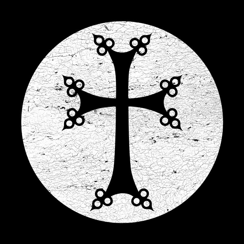 Croix arménienne stylisée dans cercle blanc