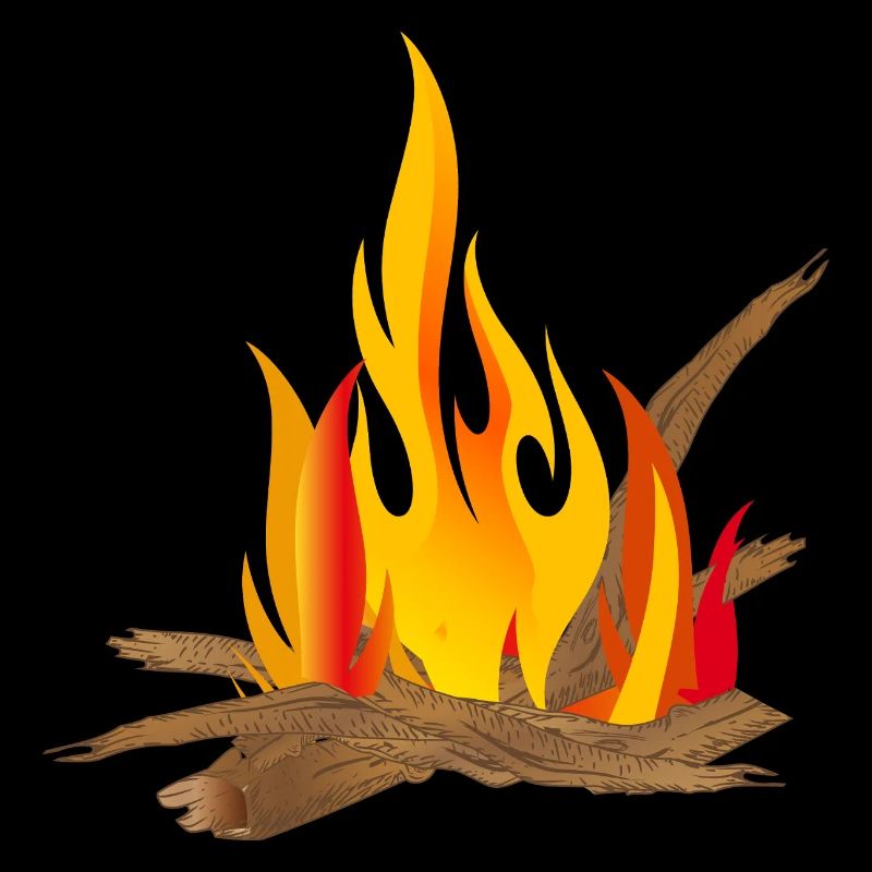 Campfire illustration with logs & flames