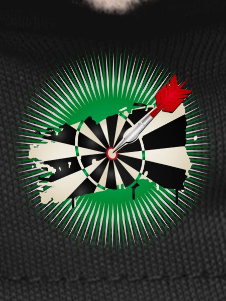 Graffiti style dartboard with hit
