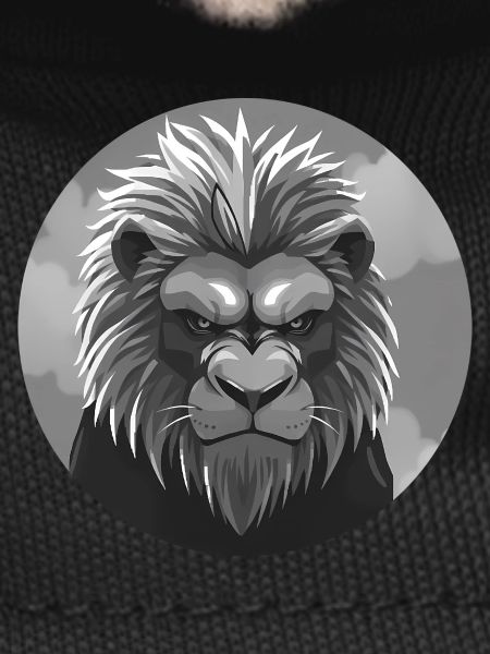 Majestic lion head in gray