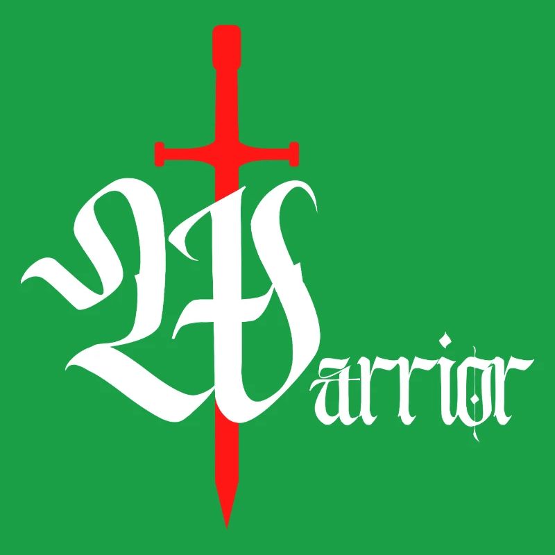 Gothic Warrior Design with Sword white text