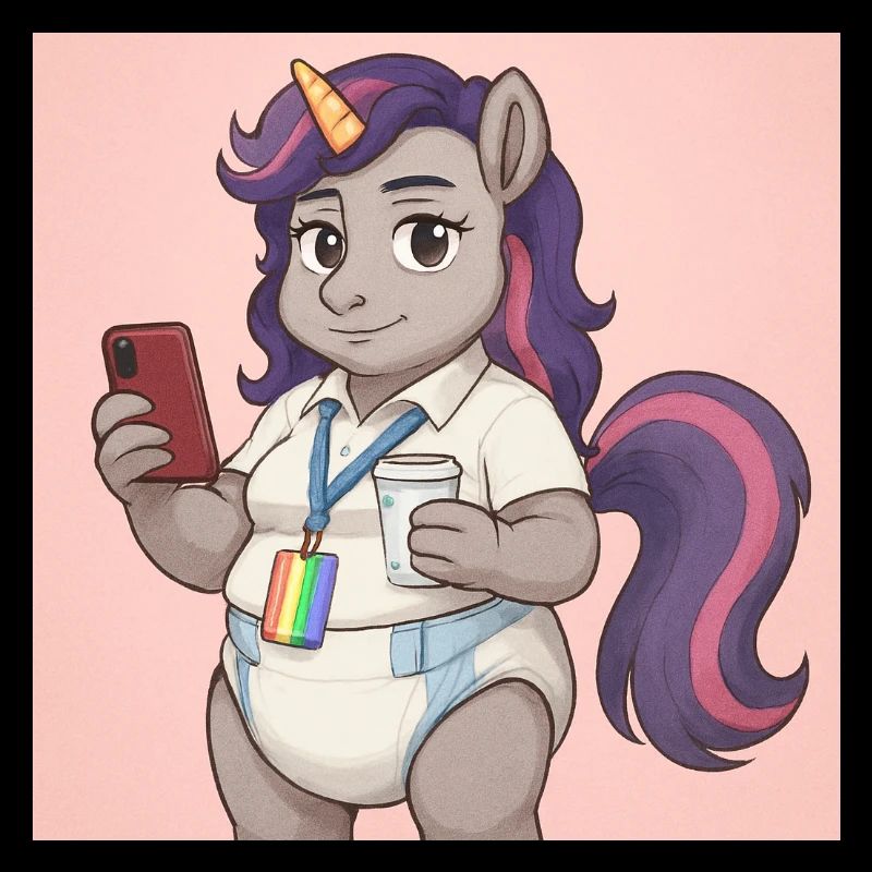Kommunikatives Einhorn mit Buch und Smartphone