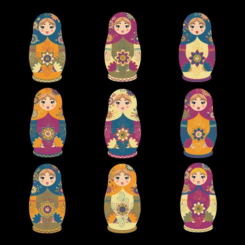 Traditional Russian Matryoshka Dolls Pattern