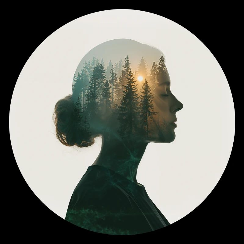 Forest dreams in women's profile