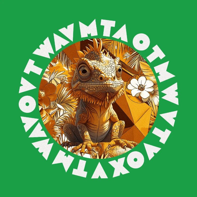 Tropical Chameleon Stylized Exotic Graphic