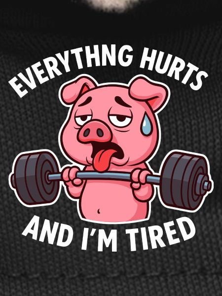 Exhausted Pig Lifting Weights Design