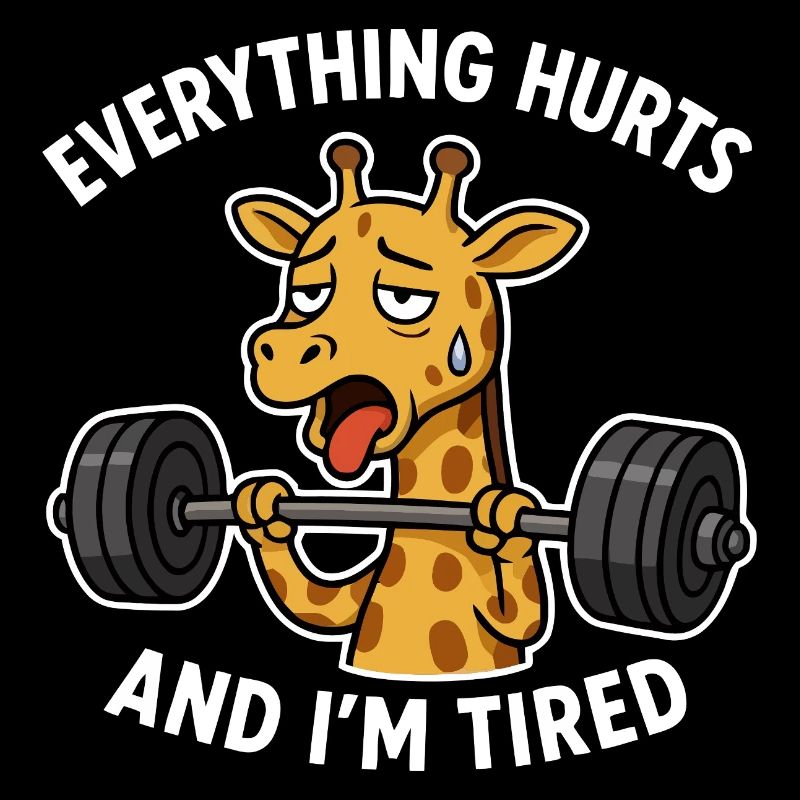 Müde Giraffe hebt Gewichte Illustration
