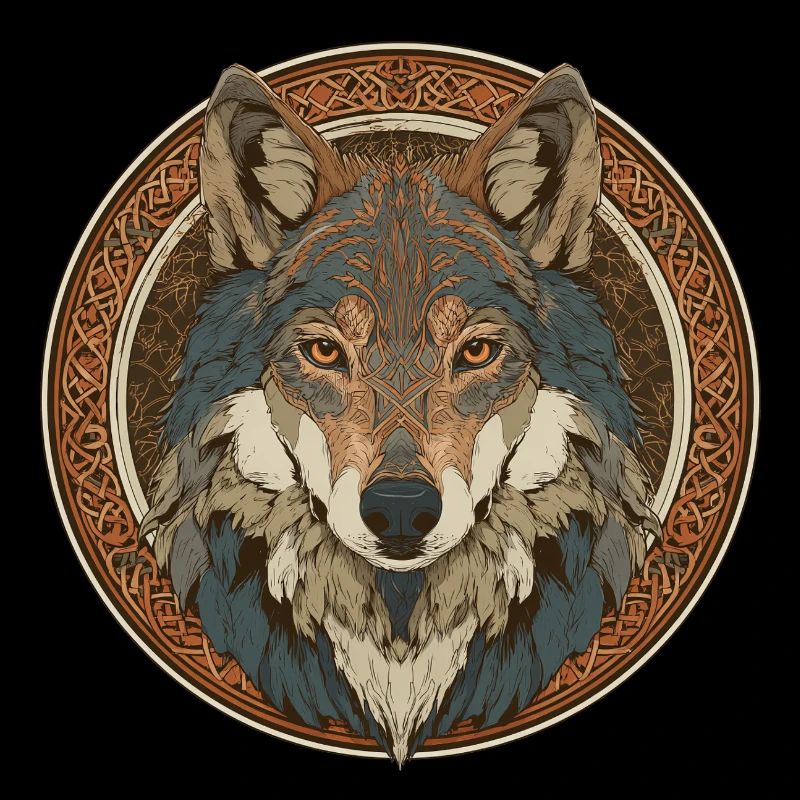Legendary wolf with Celtic pattern