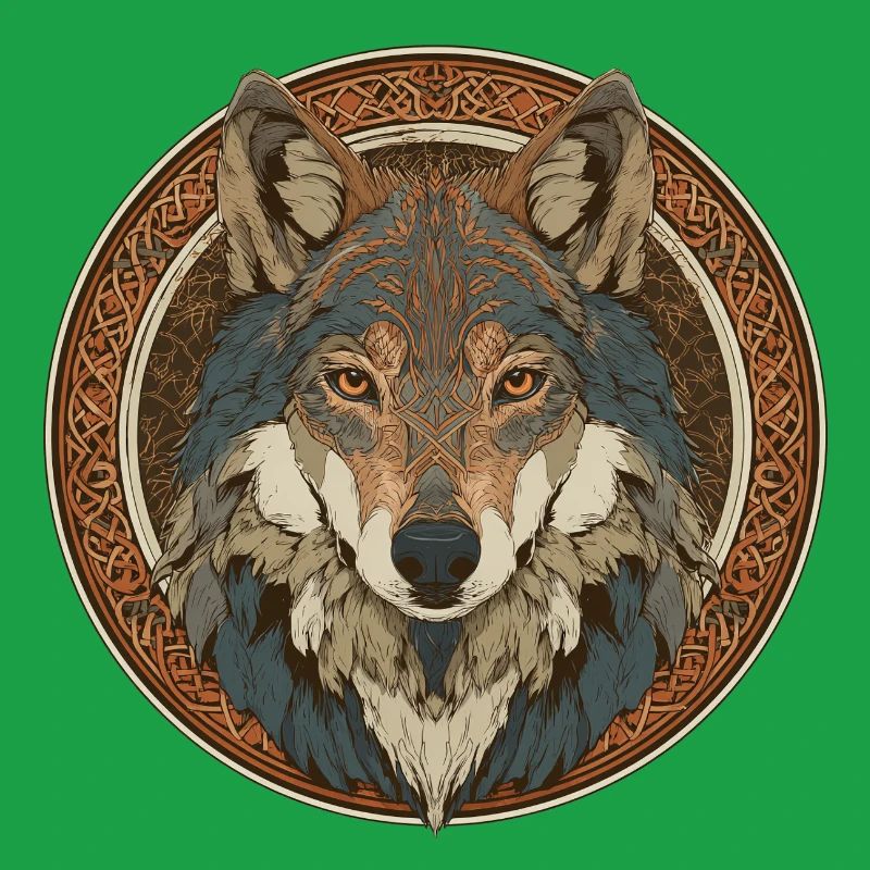 Legendary wolf with Celtic pattern