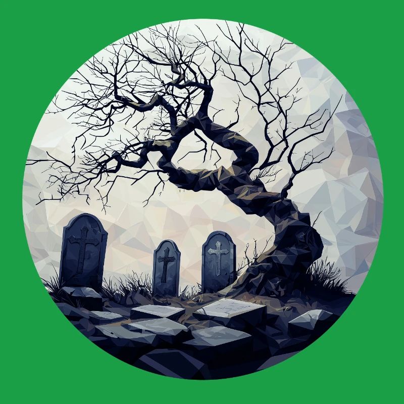 Forgotten gravesite with gnarled tree