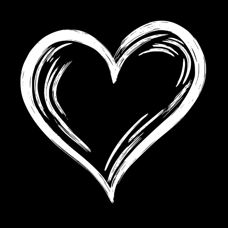 Cute Hand Drawn Heart Black and White