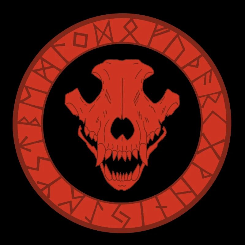 Roter Wikinger Wolf Schädel