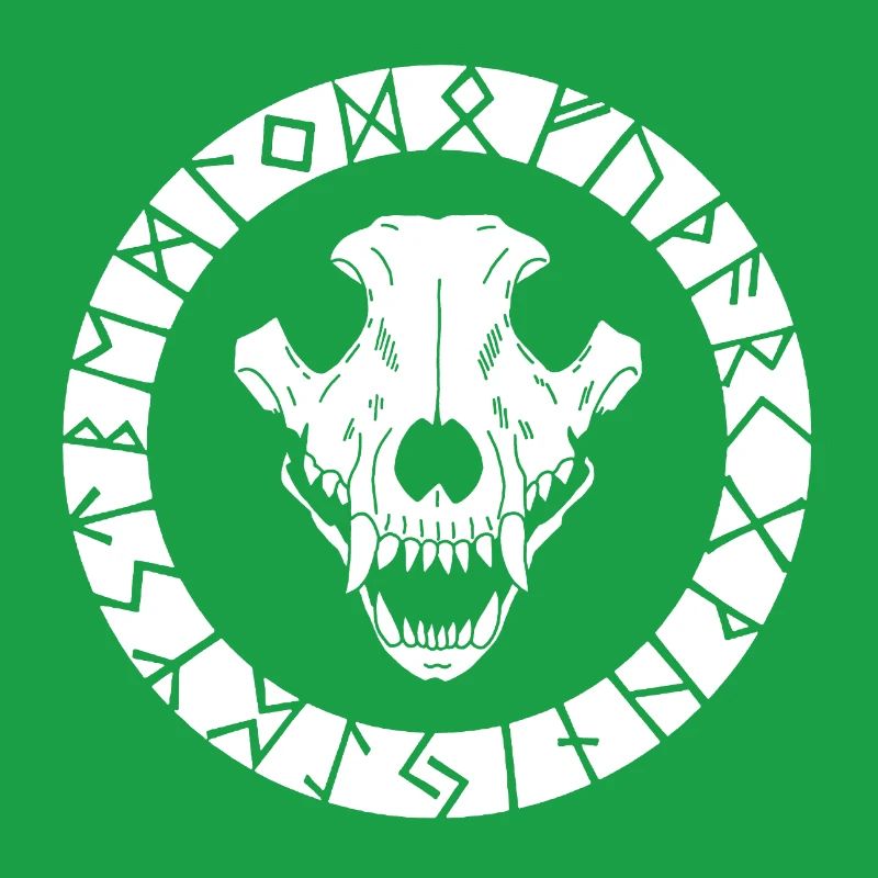 Weißer Wikinger Wolf Schädel