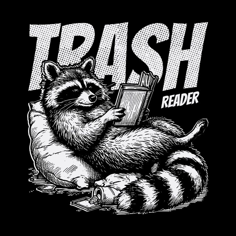 Trash Reader Funny Raccoon Bookworm Retro