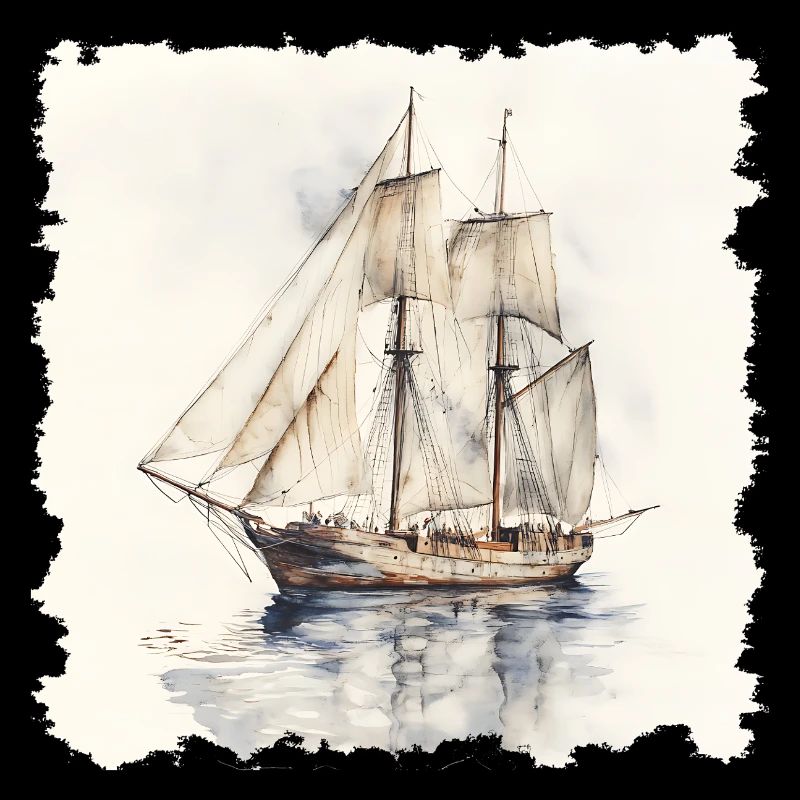 Segelschiff Aquarell Vintage