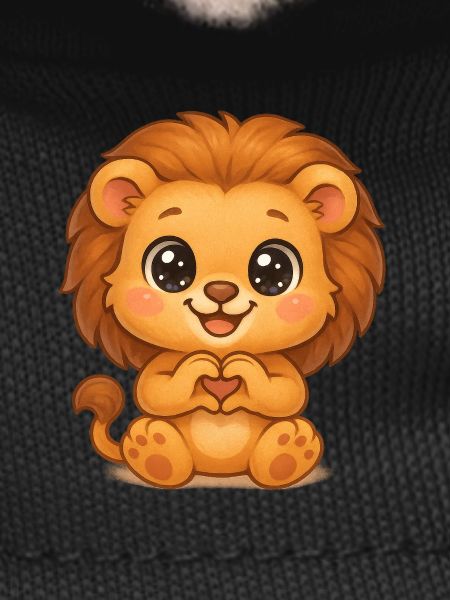 Cute lion with heart hands