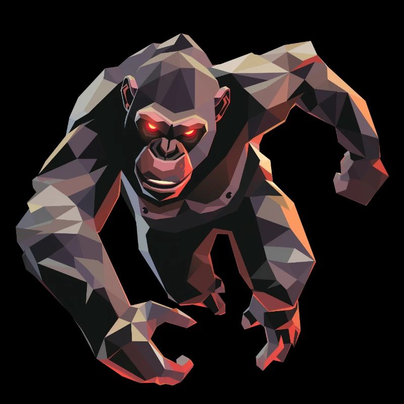 Gorilla im Low Poly Stil