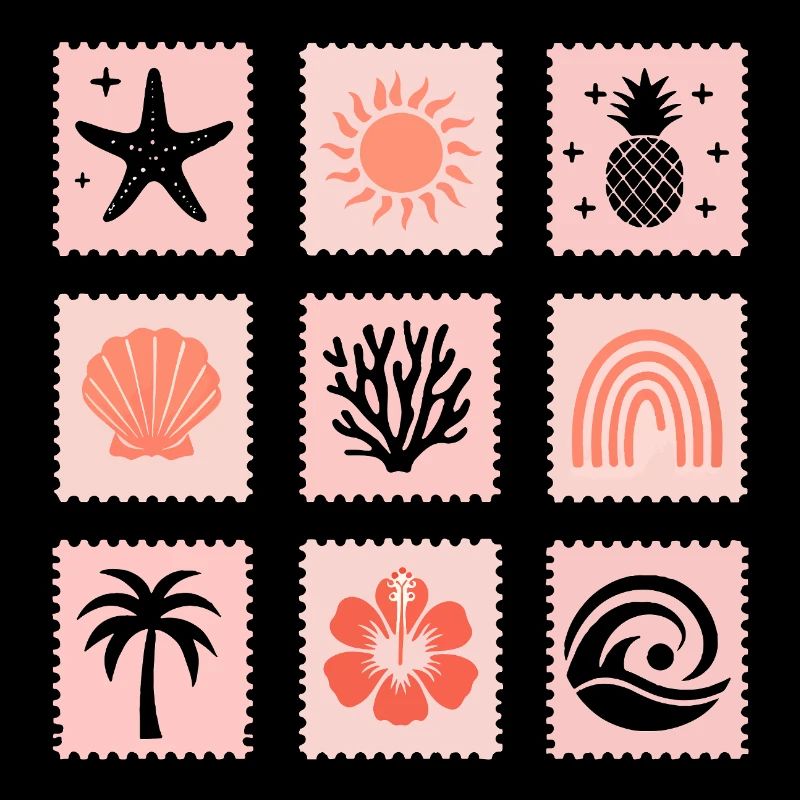 Collage de timbres nature