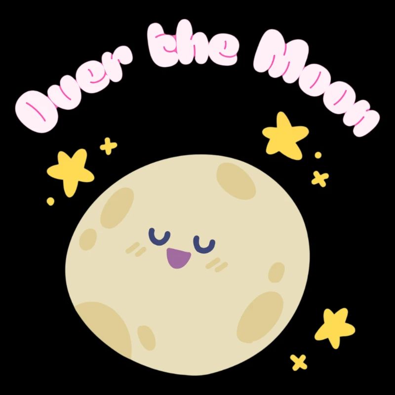 Over_the_Moon Phrases Argot Idiome drôle mignondesign