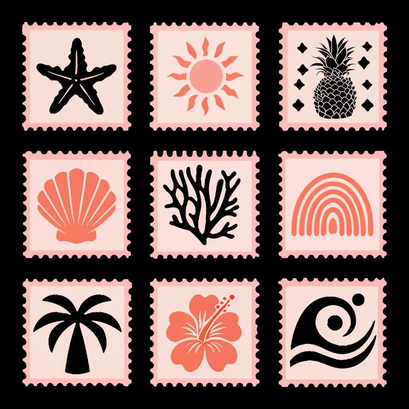 Collage de timbres nature